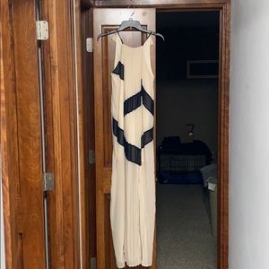 Cream and Black double slit dress